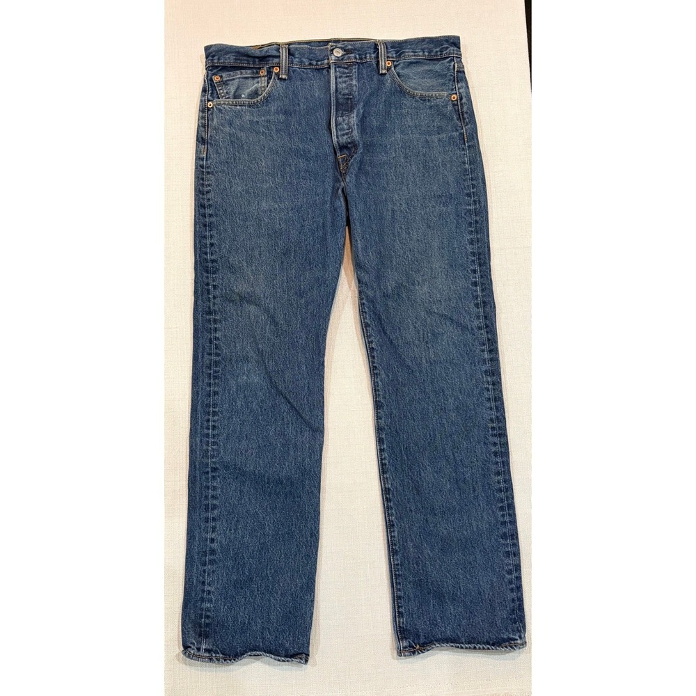 Levi's 501 Original Fit Jeans Mens 36x32 Blue Good Medium Wash Button Fly Denim